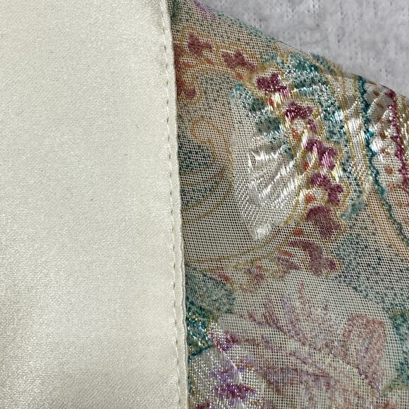 VICTORIAS SECRET Robe M Gold Label Sheer Floral Paisley Jacquard Long Ivory VTG - Picture 6 of 13